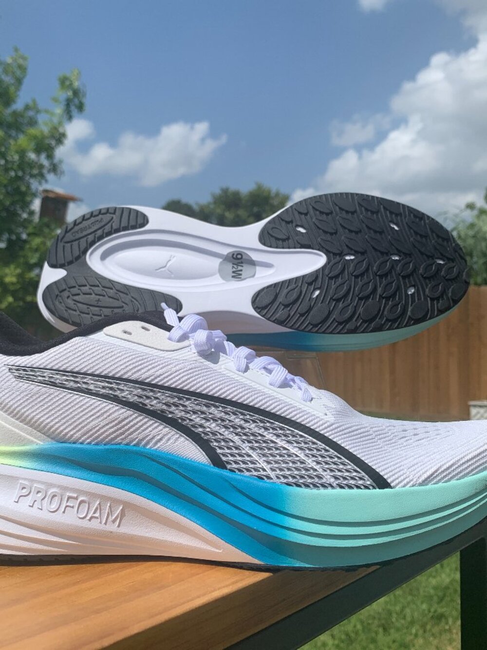 Puma Darter Pro Men's Running Shoes Size 9.5 White Blue Cyan PROFOAM NEW (310152